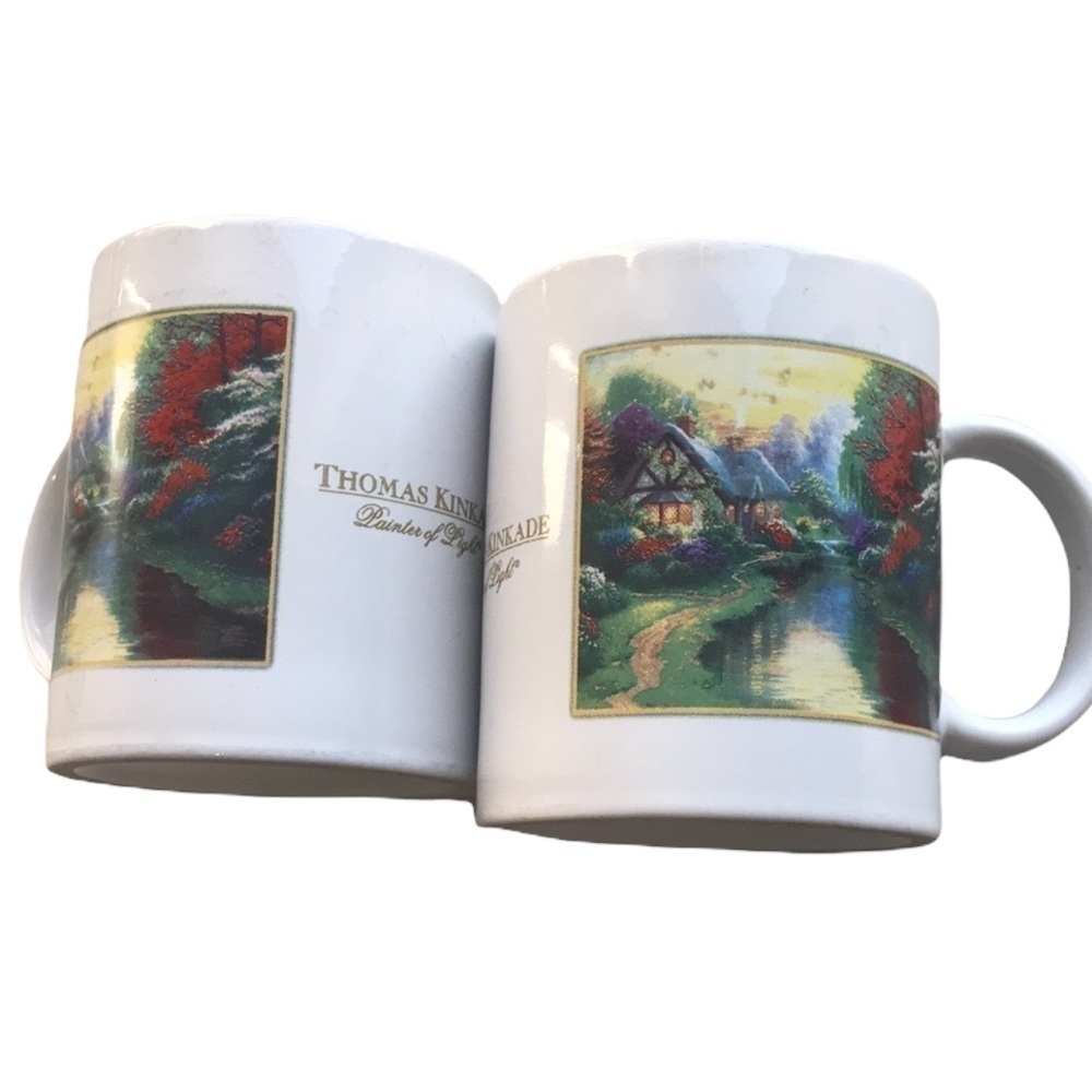Thomas Kinkade Painter of Light set of 2 Mugs 2003